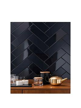 Topps Tiles Linear Midnight Matt 30Cm X 10Cm (Box Of 34 Tiles)