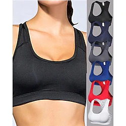 Women's Sports Bra Bralette Running Bra Cross Back Spandex Fitness Gym Workout Running Breathable Quick Dry Freedom Padded Light Support Dark Navy Red Blue Gray White Black Solid Colored / Summer Lightinthebox