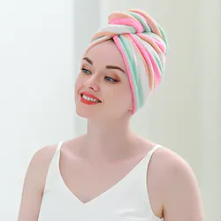 Microfiber Hair Turban Wrap,Quick Dry Hair Towel Wrap Turban- Super Absorbent,Unique Design, (For better water absorption,please wash and dry the towel before first use) Lightinthebox