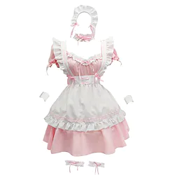 Lolita Maid Uniforms Lolita Cute Dress Women's Japanese Cosplay Costumes Light Pink / Red / Light Blue Solid Color Short Sleeve Short / Mini / Apron / Apron Lightinthebox
