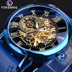 FORSINING Wrist Watch Mechanical Watch for Men Analog Automatic self-winding Metal Retro Vintage Luxury Hollow Engraving Noctilucent Alloy Leather Lightinthebox