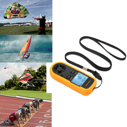 Mini LCD Wind Speed Gauge Air Velocity Meter Digital Anemometer NTC Thermometer