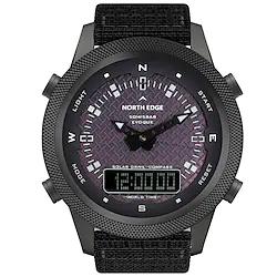 NORTH EDGE Digital Watch for Men Analog - Digital Solar Power Watches Army Military Clock Full Metal Compass Countdown World Time Alarm Waterproof 50m Compass Lightinthebox