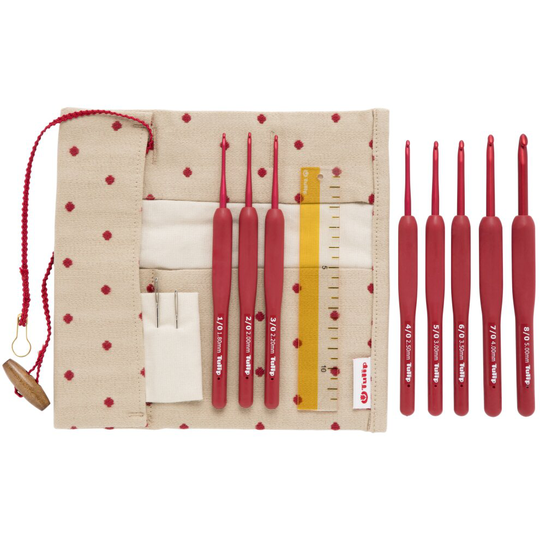 Tulip Etimo Red Crochet Hook W/ Cushion Grip Set-