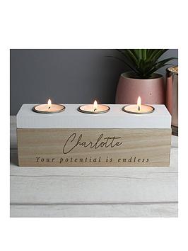 The Personalised Memento Company Personalised Wooden Tealight Box And Holder