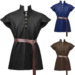 Warrior Retro Vintage Medieval 17th Century Blouse / Shirt Cosplay Costume Masquerade Men's Costume Vintage Cosplay Event / Party Short Sleeve Shirt Halloween Lightinthebox