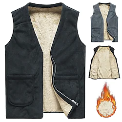 men's cashmere vest fleece jacket winter wool vest male cotton padded vests warm waistcoats outerwear top grey 2 l Lightinthebox
