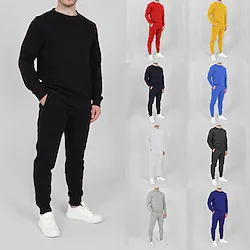 Men's Tracksuit Sweatsuit 2 Piece Street Winter Long Sleeve Breathable Moisture Wicking Soft Gym Workout Running Jogging Sportswear Activewear Solid Colored Light Grey Burgundy Royal Blue / Casual Lightinthebox