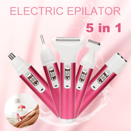 5 in 1 Electric Lady Women Arm Leg Bikini Face Remover Razor Trimmer
