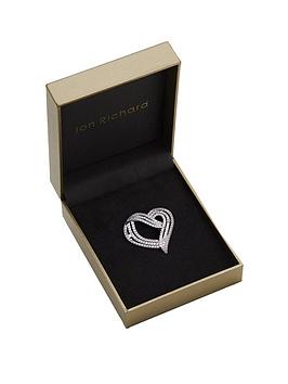 Jon Richard Gift Boxed Rhodium Plate Cubic Zirconia Heart Brooch