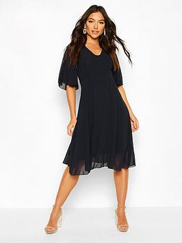 Boohoo Cape Detail Chiffon Midi Dress - Blue, Blue, Size 8, Women