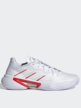adidas Barricade Tennis Shoes, White/Silver, Size 3.5, Women