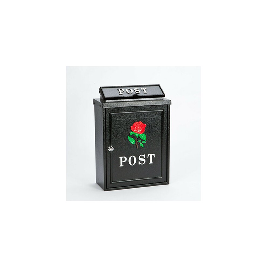 (Red) DWD Vintage Decor Post Mail Letter Box with Rose