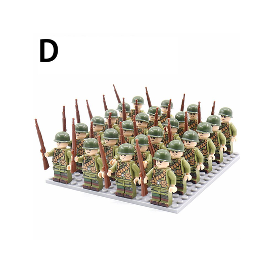 (D) 24PCS Army Phalanx Building Block Minifigures With Bottom Plate With Weapon And Display Box Compatible With Lego