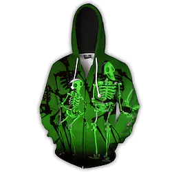 Inspired by The Nightmare Before Christmas Halloween Skeleton / Skull Death Sally Cartoon Manga Outerwear Anime Front Pocket Graphic Outerwear For Men's Women's Unisex Adults' 3D Print 100% Polyester Lightinthebox