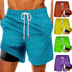 Men's Swim Trunks Swim Shorts Quick Dry Board Shorts Bathing Suit Compression Liner with Pockets Drawstring Swimming Surfing Beach Water Sports Printed Summer Lightinthebox