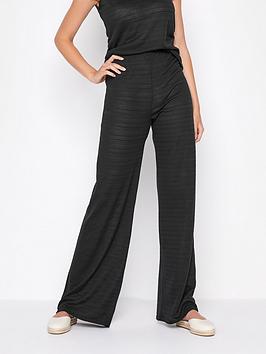 Long Tall Sally Wide Stitch Detail Beach Trouser - Black