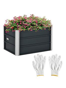 Outsunny Raised Garden Bed Elevated Metal Planter Box For Vegetables, Herbs, Flowers, 66L X 47W X 40Hcm