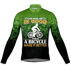 21Grams Men's Cycling Jersey Long Sleeve Bike Top with 3 Rear Pockets Mountain Bike MTB Road Bike Cycling Breathable Quick Dry Moisture Wicking Reflective Strips Green Polyester Spandex Sports Lightinthebox