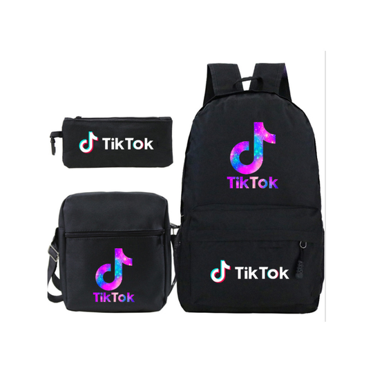 (2) 3 pcs TikTok School Bag Lunch Bag Pencil Box Set Backpack