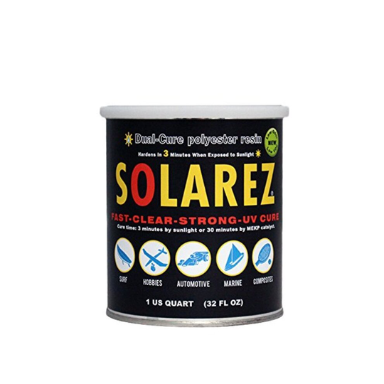 Solarez UV Dual Cure Low-VOC Clear Polyester Resin (Quart) ~ Clear Laminating Resin - No Waiting! for Custom Woodworking, Surfboards, Marine, Auto, Ho