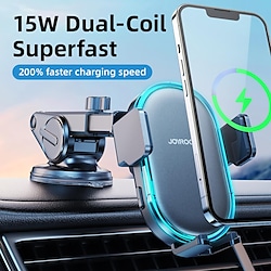 JOYROOM Wireless Charging Car Phone Holder 15W Fast Charging For iPhone Sumsang Huawei Double Coil Magnet Fast Car Charger Lightinthebox