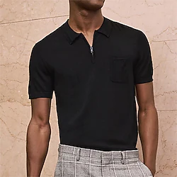 Men's Polo Shirt Golf Shirt Plain Turndown Wine Black Coffee Gray Outdoor Work Short Sleeve Patchwork Clothing Apparel Fashion Streetwear Business Classic Lightinthebox