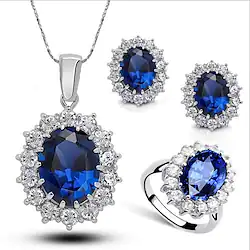 1 set Stud Earrings Pendant Necklace For Women's Party Holiday Rhinestone Glass Alloy Classic / Band Ring Lightinthebox