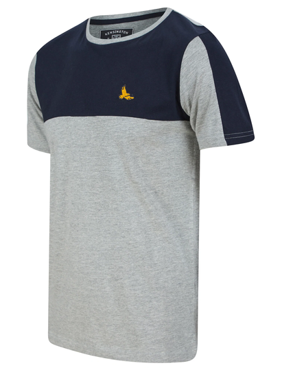 T-Shirts Stortford Colour Block Cotton T-Shirt in Light Grey Marl - Kensington Eastside / S - Tokyo Laundry