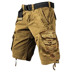 Men's Cargo Shorts Multi Pocket Plain Camouflage Breathable Outdoor Knee Length Casual Daily Wear Cargo Shorts Casual / Sporty ArmyGreen Blue Micro-elastic Lightinthebox