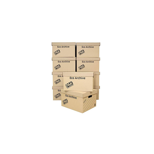 StorePAK Eco Archive /Storage Cardboard Boxes & Lids Pack of 10. Flat Packed & Easy to Assemble. Good for Home Storage, Office & Moving House