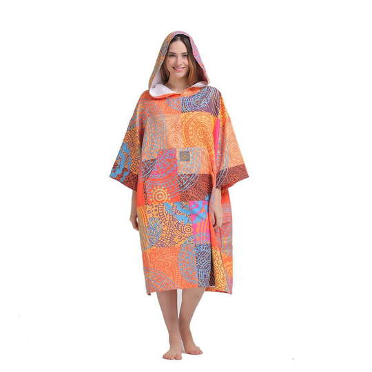 Hiturbo Womens Beach Surfing Swimming Robe, Light Weight Wetsuit Changing towel poncho with hood