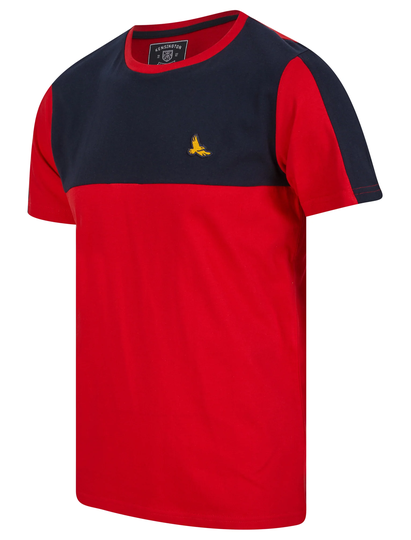 T-Shirts Stortford Colour Block Cotton T-Shirt in Chinese Red - Kensington Eastside / S - Tokyo Laundry