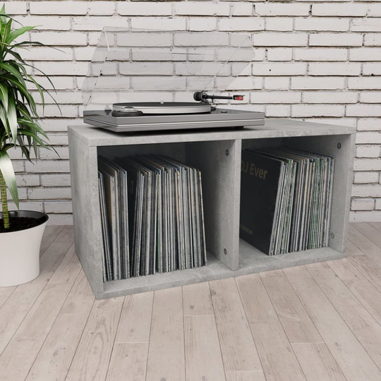 vidaXL Vinyl Storage Box Concrete Grey Chipboard Recorder Case Collection