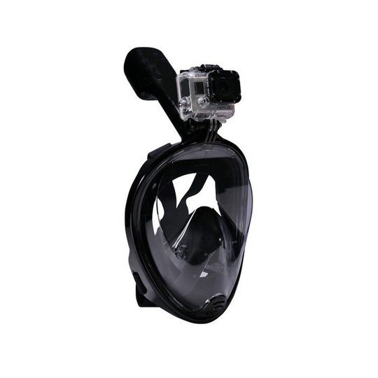 (black, L) Full Face Snorkeling Snorkel Mask Gopro compatible