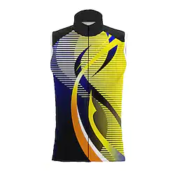 21Grams Men's Cycling Vest Sleeveless Blue Yellow Stripes Bike Breathable Quick Dry Reflective Strips Back Pocket Polyester Spandex Sports Stripes Clothing Apparel Lightinthebox