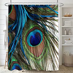 Colorful Shower Curtain with Hook,Peacock Feather Pattern Printed Shower Curtain with Hook Modern Polyester Processing Waterproof Bathroom Lightinthebox