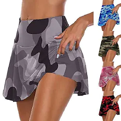 Women's Tennis Skirts Golf Skirts Golf Skorts With Pockets Quick Dry Moisture Wicking Skirt With Inner Shorts High Waisted Camo / Camouflage Summer Gym Workout Tennis Golf / Lightweight Lightinthebox