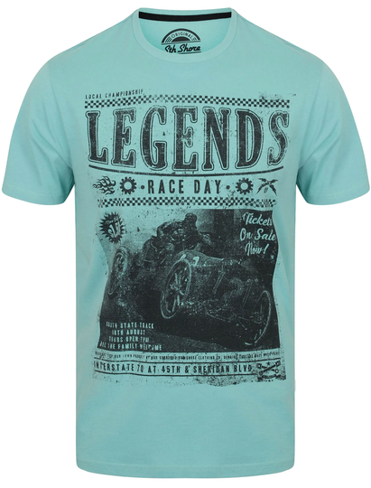 T-Shirts Legends Motif Crew Neck T-Shirt In Nile Blue - South Shore / S - Tokyo Laundry