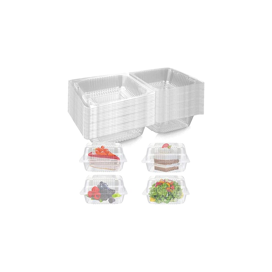 Surflyee 50PCS Cake Slice Boxes Individual, Cake Boxes for Cake Portions, 4.2 Inch Clear Boxes for Food, Use for Large Muffin, Salad, Cheese, Suitable