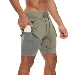 Men's Running Shorts Compression Shorts Drawstring 2 in 1 Shorts Athletic Athleisure Spandex Breathable Quick Dry Soft Fitness Gym Workout Running Sportswear Activewear Solid Colored Black Army Green Lightinthebox