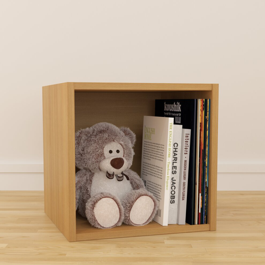 (Medium) Vinyl 12" LP Record Cube Storage Box Unit Oak