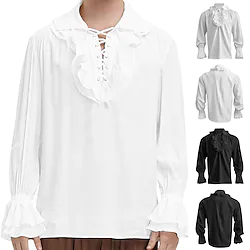 Pirate Retro Vintage Medieval Steampunk 17th Century Blouse / Shirt Cosplay Costume Masquerade Men's Flounced Costume Vintage Cosplay Event / Party Long Sleeve Shirt Halloween Lightinthebox