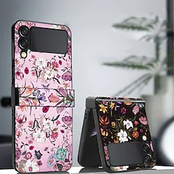 Phone Case For Samsung Galaxy Flip Z Flip 4 Z Flip 3 Bumper Frame Flip Full Body Protective Graphic Flower PC PU Leather Lightinthebox