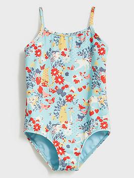 White Stuff Girls Garden Print Swimsuit - Blue