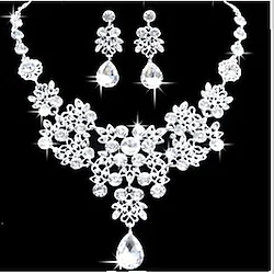 1 set Jewelry Set For Women's Wedding Prom Cubic Zirconia Silver Plated Alloy Pear Cut White Lightinthebox
