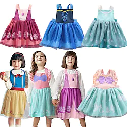 Frozen Princess Elsa Anna Princess Dress Up Apron Girls' Movie Cosplay Cosplay Halloween Yellow Rosy Pink Blue Dress Halloween Carnival Masquerade Polyester Lightinthebox