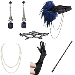 The Great Gatsby The Great Gatsby Flapper Headband Women's Costume Vintage Necklace Vintage Cosplay Halloween Gloves Christmas / Headwear / Earrings / Eye Mask / Earrings / Headwear Lightinthebox