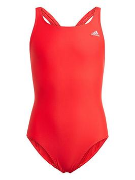 Adidas Girls Kids Badge Of Sport Swimsuit - Red
