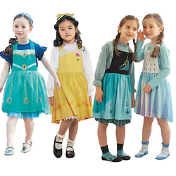 Frozen Princess Elsa Anna Princess Dress Up Apron Girls' Movie Cosplay Cosplay Halloween White Yellow Blue Dress Halloween Carnival Masquerade Polyester Lightinthebox